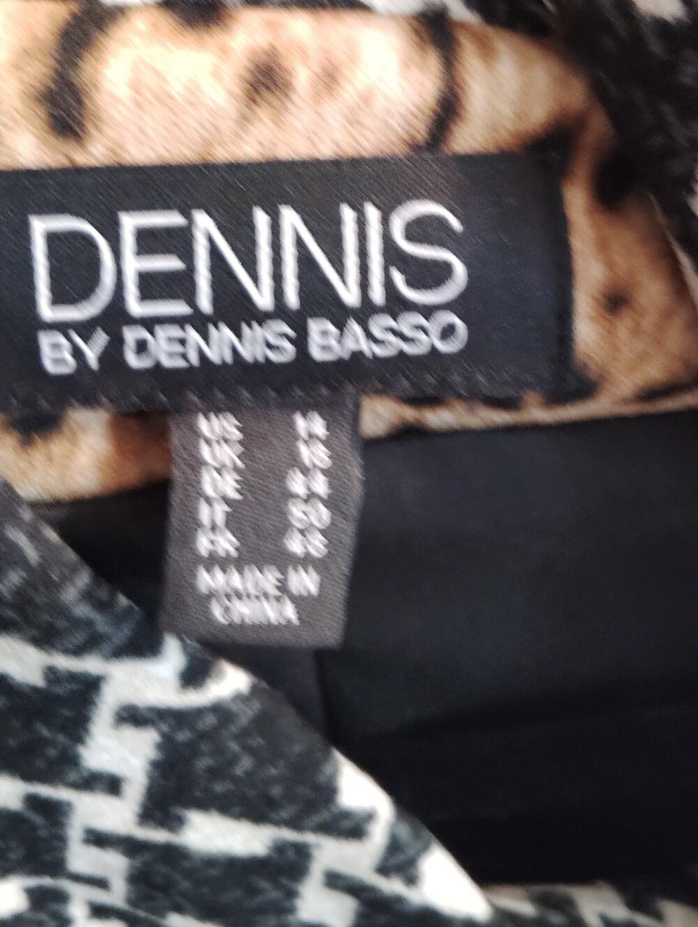 dennis basso Black & Tan Houndstooth Button Trench with Leopard Panel US 14 NWOT - Picture 6 of 6